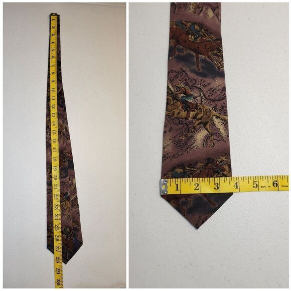 Henry Marx Vintage Silk Equestrian Print Tie Men's Necktie Western - Picture 8 of 8